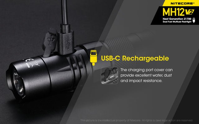 Nitecore MH12 v2 1200 Lumen USB-C Rechargeable Flashlight Kit - Ridge Toolbox