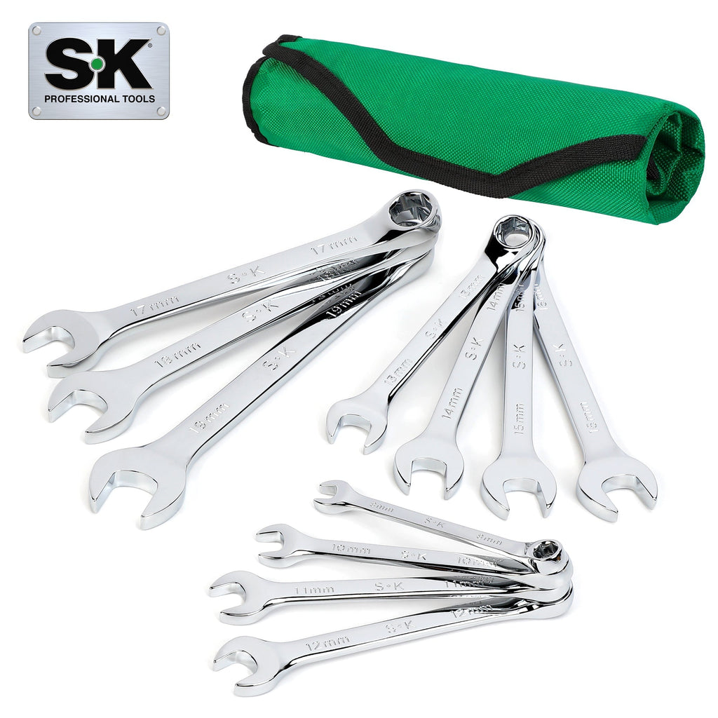 SK Tools USA - 11 Piece 6 Point Metric SuperKrome Combination Wrench Set