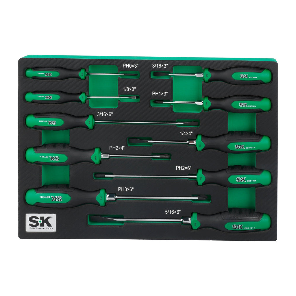 SK Tools USA - 10 Piece Dual-Material Magnetic Combination Screwdriver Set