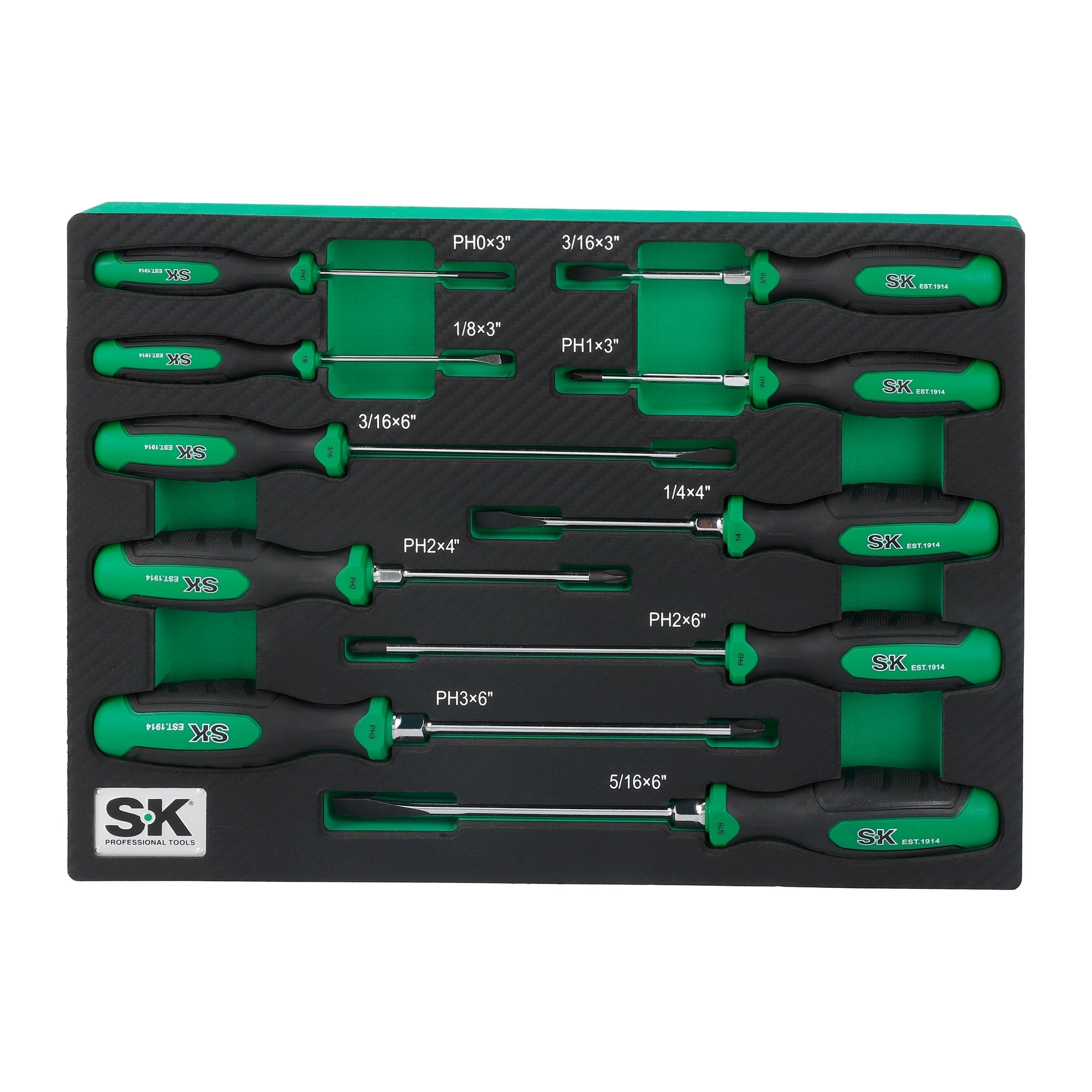 SK Tools USA - 10 Piece Dual-Material Magnetic Combination Screwdriver Set