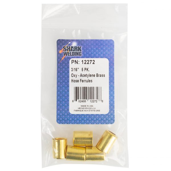 Shark Industries - 5 PK Oxygen-Acetylene Brass Hose Ferrules - 3/16″