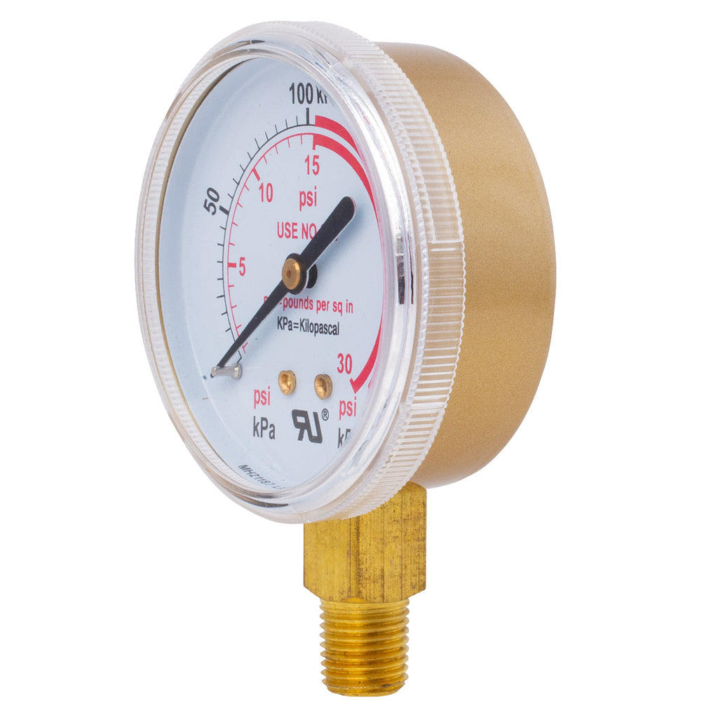 Shark Industries - Heavy Duty (Acetylene Only) Gauge – 2 1/2″ - 1/4" NPT - 0-30 Pounds