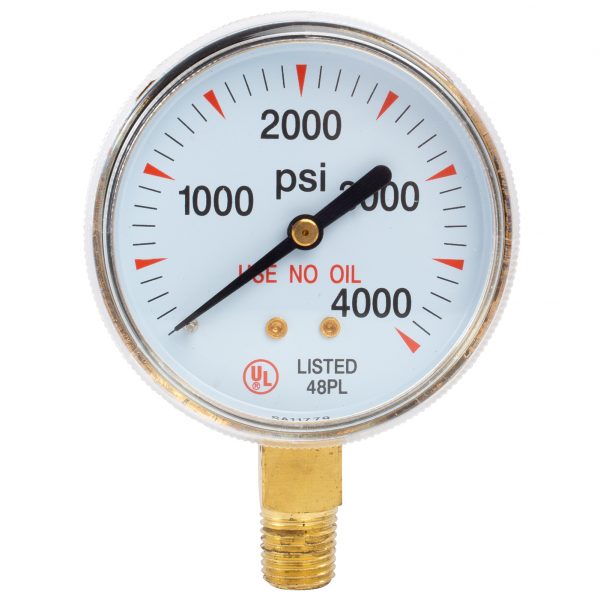 Shark Industries - All Gases Gauge – 2.5", 1/4" NPT, 0–200/400/4000 Pounds