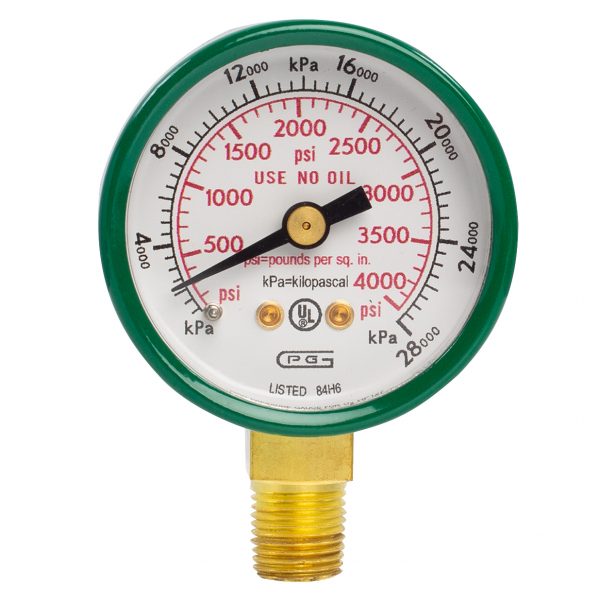 Shark Industries - Acetylene Gauge Only – 1.5" Dial, 1/8" NPT, 0–400 & 0–4000 Pounds