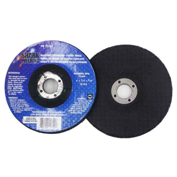 Shark Industries - 5 PK Masonry Depressed Center Grinding Wheel – 4″x1/4″x5/8″, A24R Grit