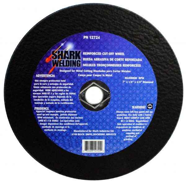 Shark Industries - Cut-Off Wheel – Aluminum Oxide – 7″ x 1/8″ x 5/8″ Diamond Shaped – 36 Grit