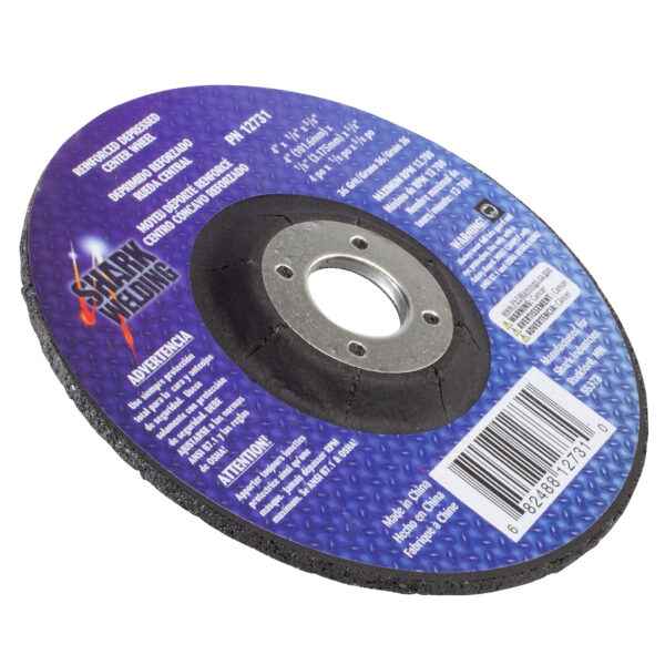 Shark Industries - 4″ Type 27 Aluminum Oxide Grinding Wheels Depressed Center – Hubless, 36 Grit – 4″ x 1/8″ x 5/8″