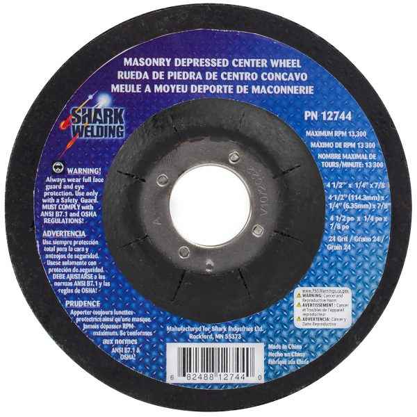 Shark Industries - Depressed Center Type 27 Grinding Wheels for use on Masonry 4.5″x 1/4″ x 7/8
