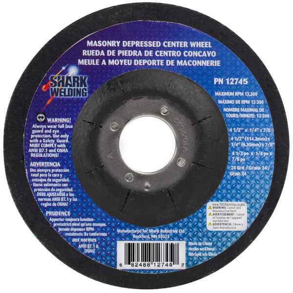 Shark Industries - Depressed Center Type 27 Grinding Wheels for use on Masonry 4.5″x 1/4″ x 7/8