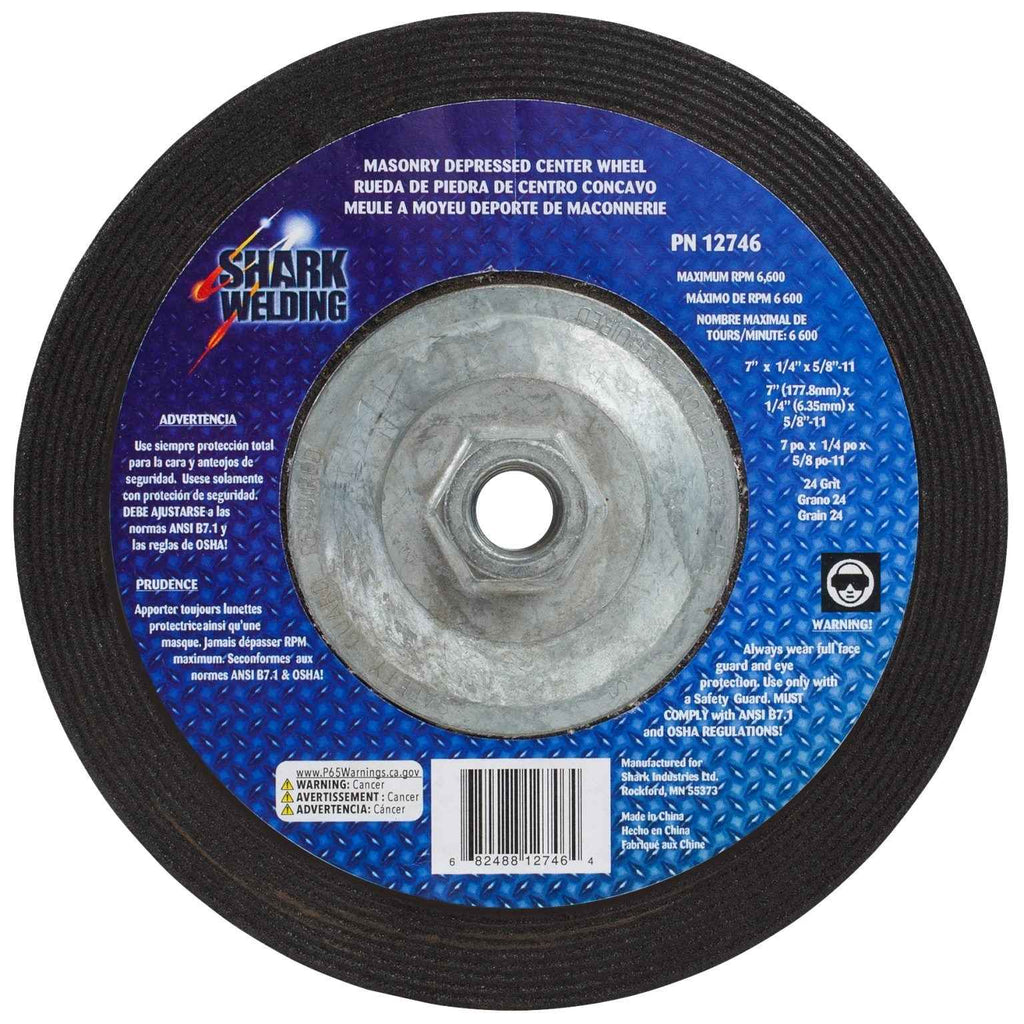 Shark Industries - Depressed Center Type 27 Grinding Wheels for use on Masonry 7″x 1/4″ x 5/8-11