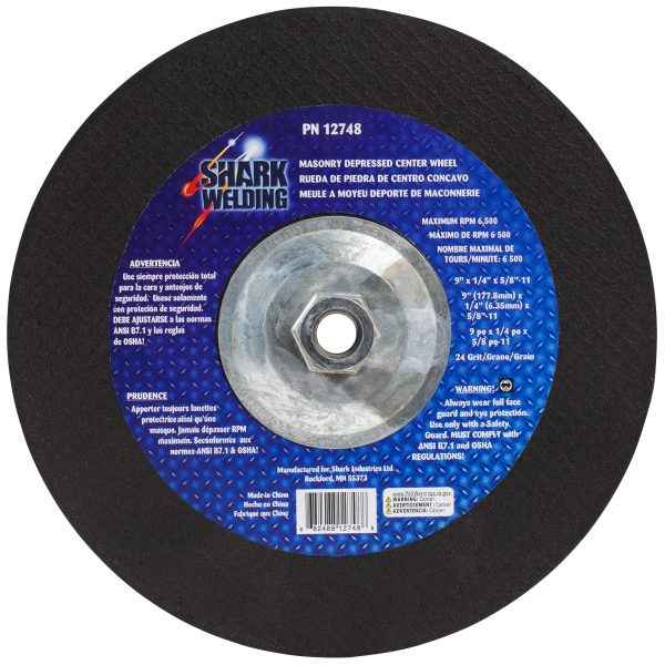 Shark Industries - Depressed Center Type 27 Grinding Wheels for use on Masonry 9″x 1/4″ x 5/8-11