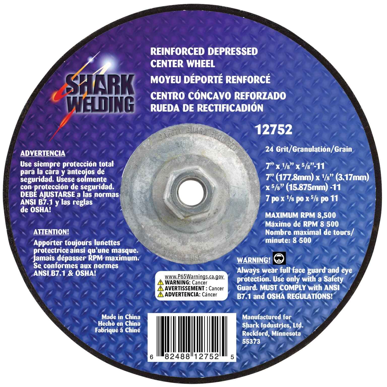 Shark Industries - Type 27 Grinding Wheel – 7″ x 1/8″ x 5/8-11