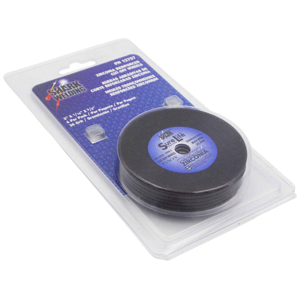 Shark Industries - 6 PK | Cut-Off Wheel – Zirconia (Sure-Life) – 3″ x 1/16″ x 3/8″ – 36 Grit – Made in USA