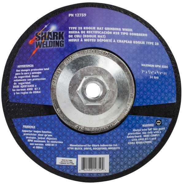 Shark Industries - Type 28 Koolie Hat Grinding Wheels – 7″ x 1/4″ x 5/8-11