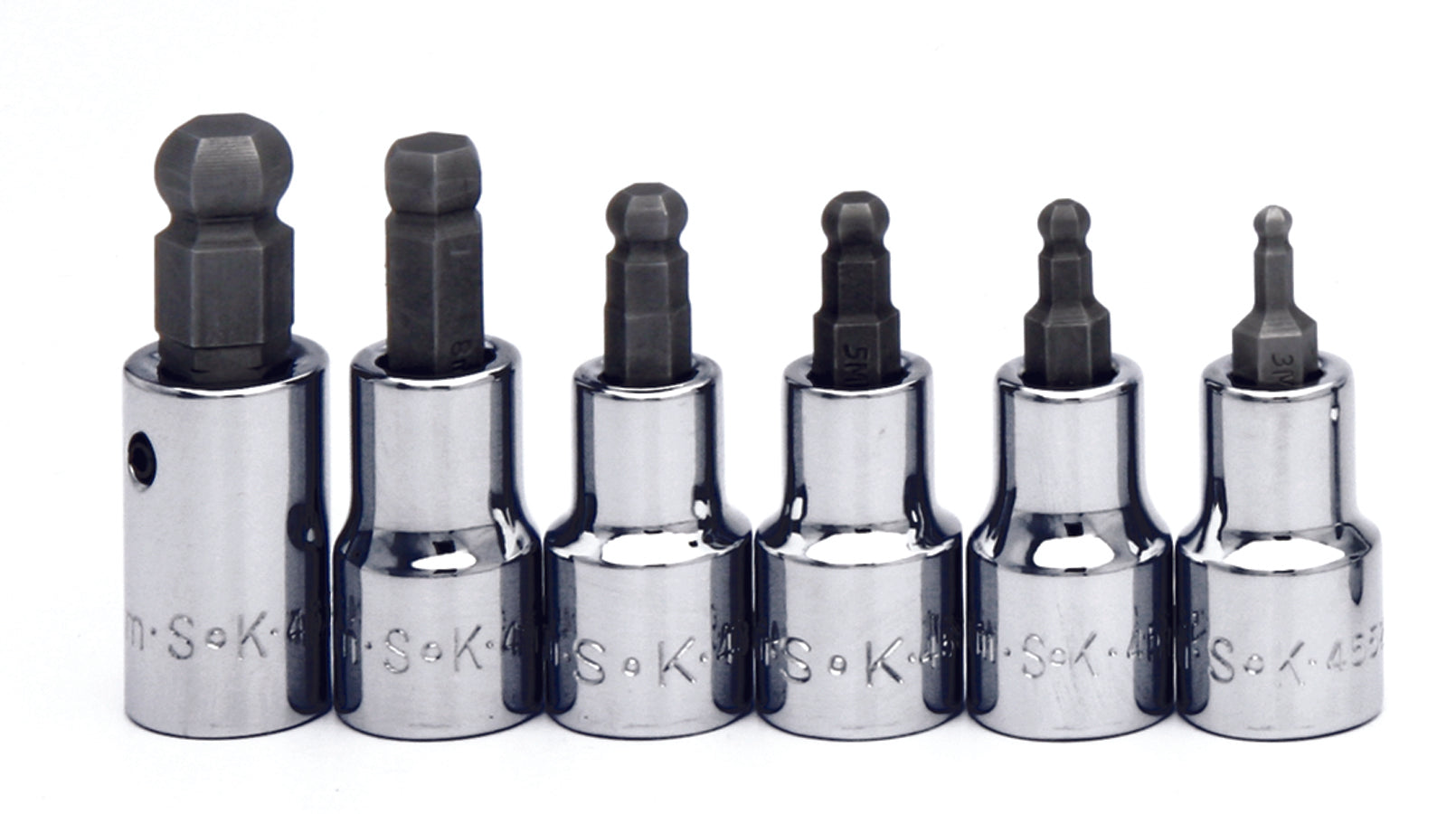 SK Tools USA - 6 Piece 3/8" Drive Fractional Ball Hex Bit Socket Set