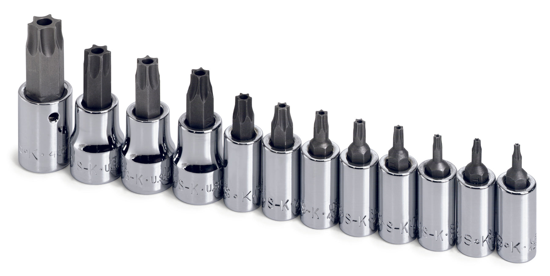 SK Tools USA - 12 Piece 1/4" and 3/8" Drive Tamper-Proof TORX Bit Socket Set