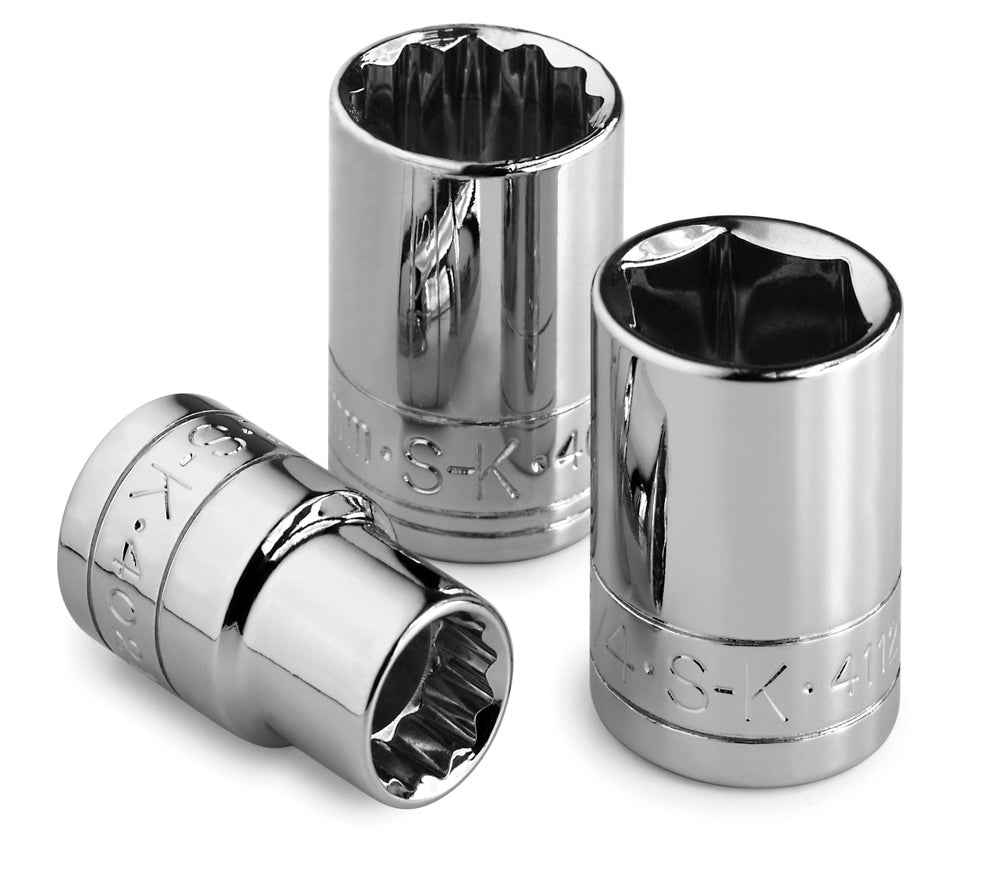 SK Tools USA - 1/2" Drive 6 Point Fractional Standard Chrome Socket (3/8" - 9/16")