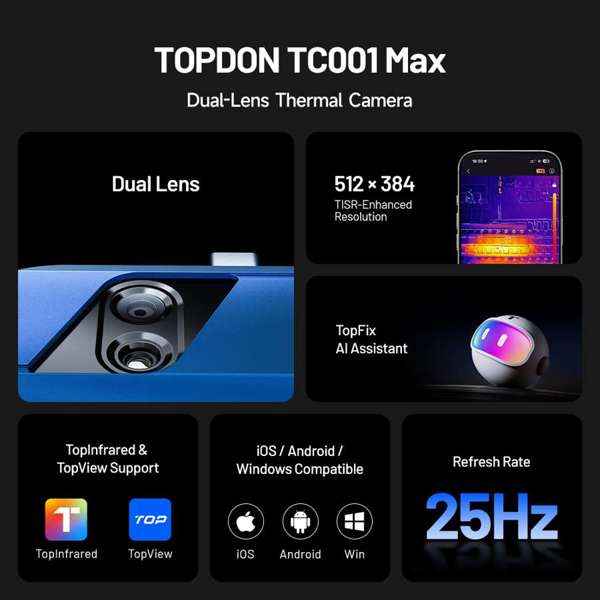 TOPDON Dual-Lens Thermal Camera - iOS, Android, Windows - USB-C
