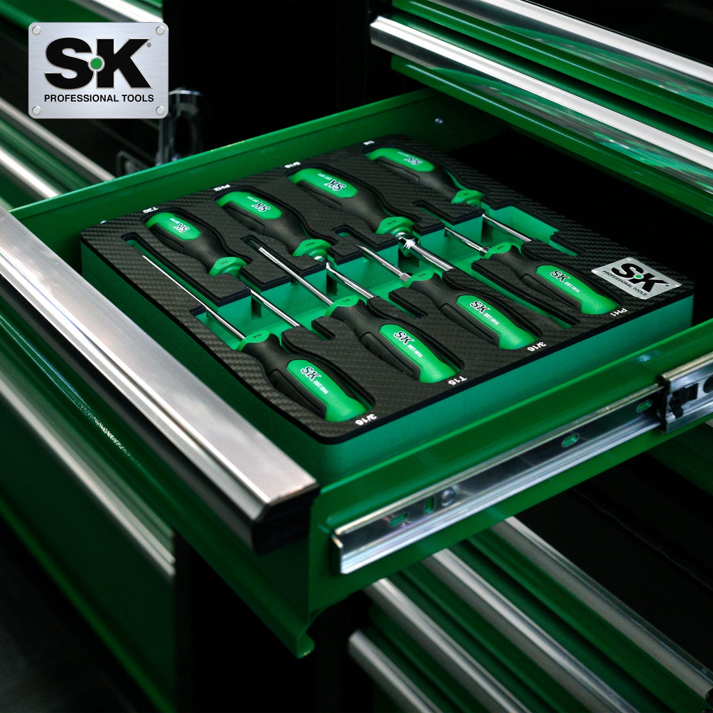 SK Tools USA - 8 Piece Dual-Material Magnetic Combination Screwdriver Set