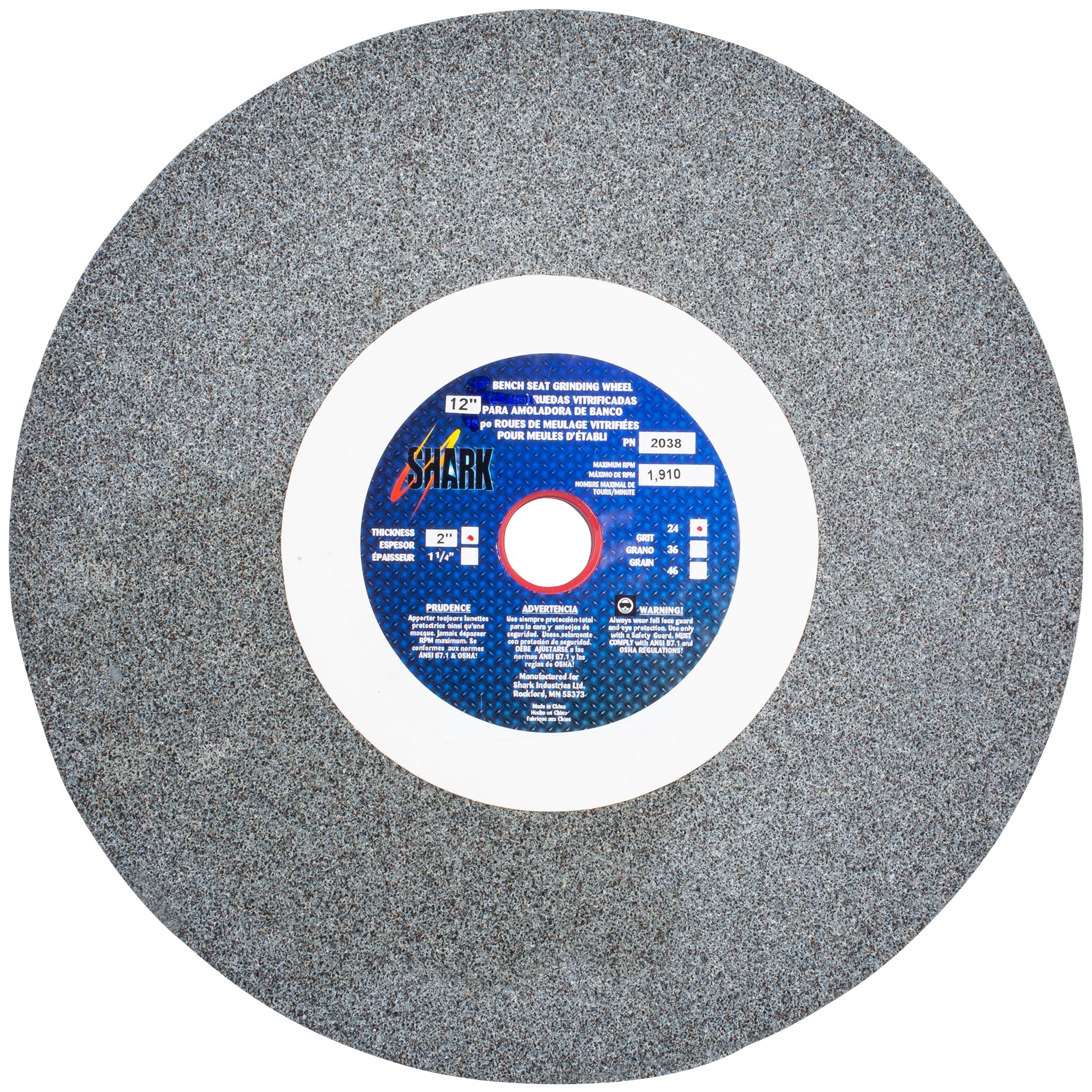 Shark Industries - Bench Seat Grinding Wheel – Type 1 – Size 12″ Aluminum Oxide