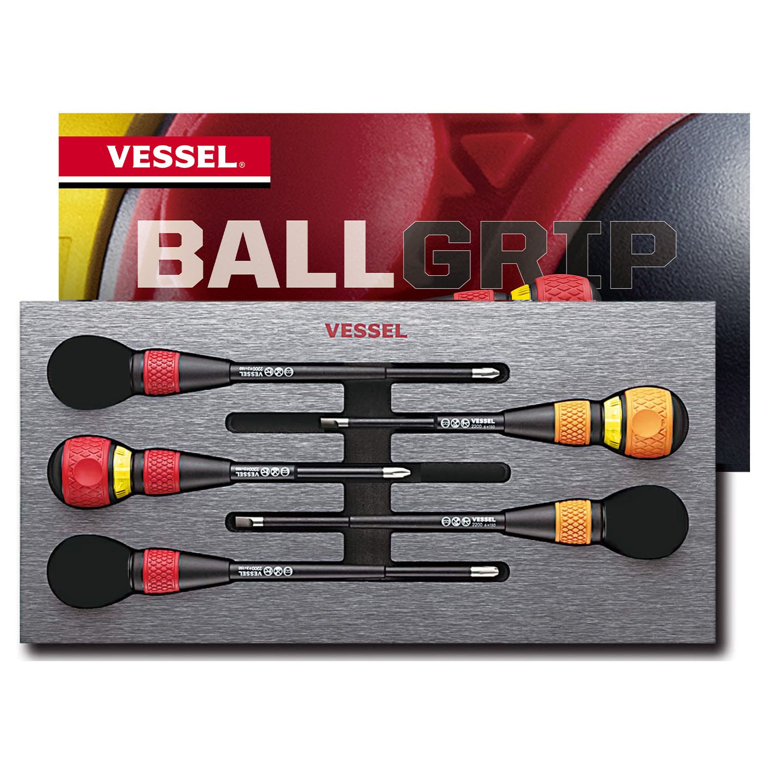 BALL GRIP Ratchet Screwdriver 5PC. Set (3PC. of Replacement Blade)