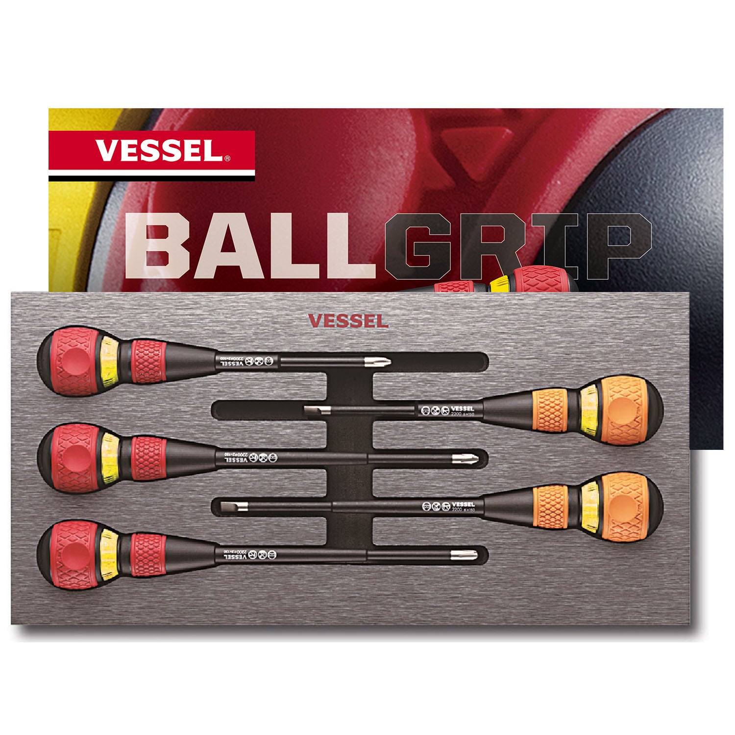 BALL GRIP Ratchet Screwdriver 5PC. Set