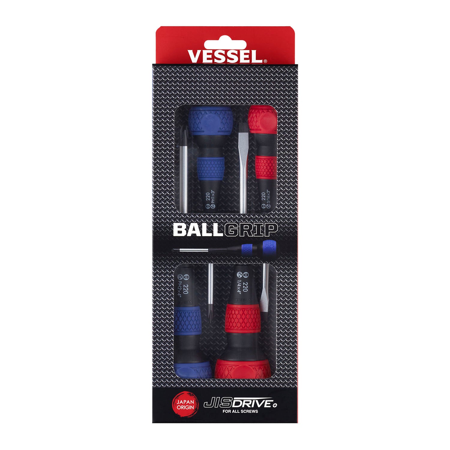 BALL GRIP Screwdriver 4PC. Set <Paper Box>