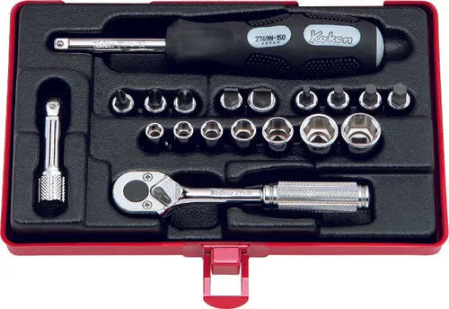 1/4 Sq. Dr. Socket Set   6 point   19 pieces