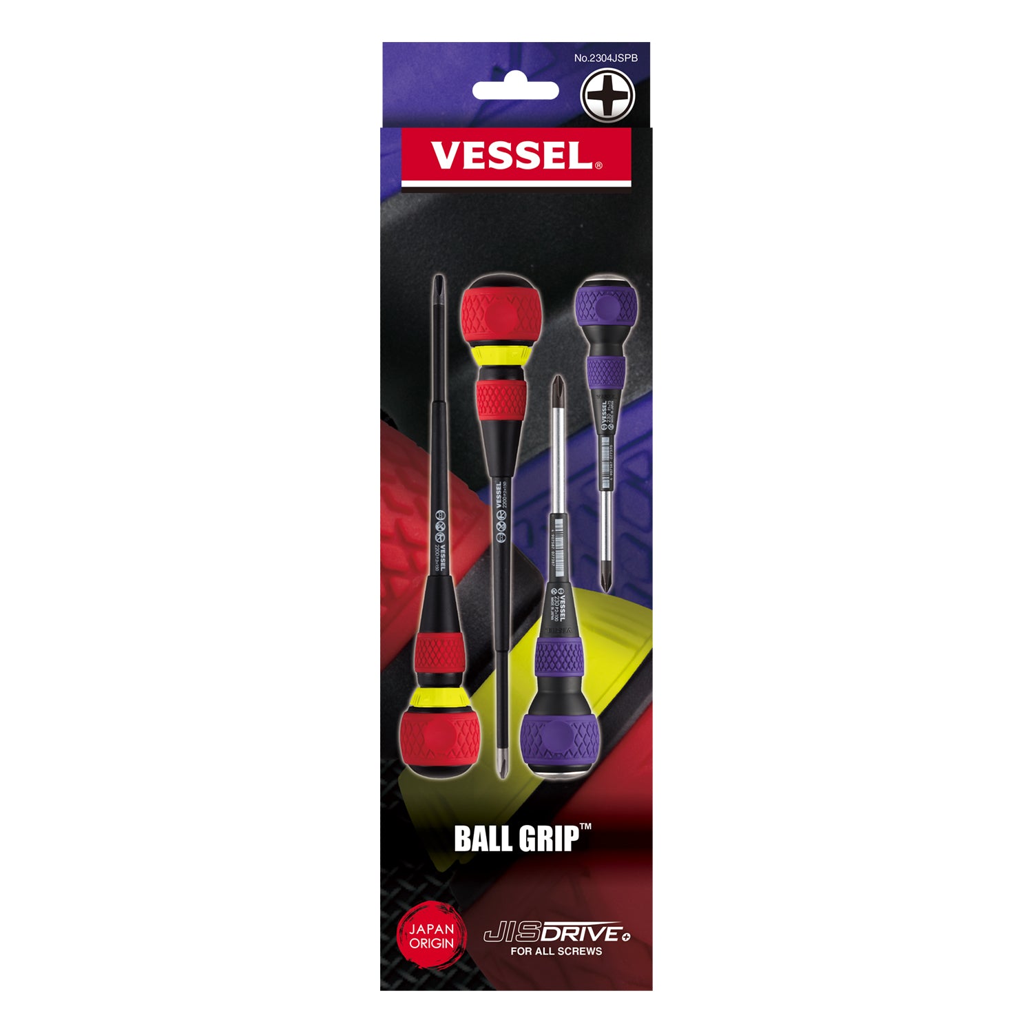 BALL GRIP JISDRIVE Screwdriver 4PC. Set