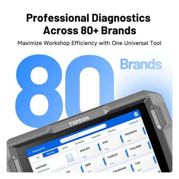 TOPDON 8-inch Wireless Motorcycle Diagnostic Tool