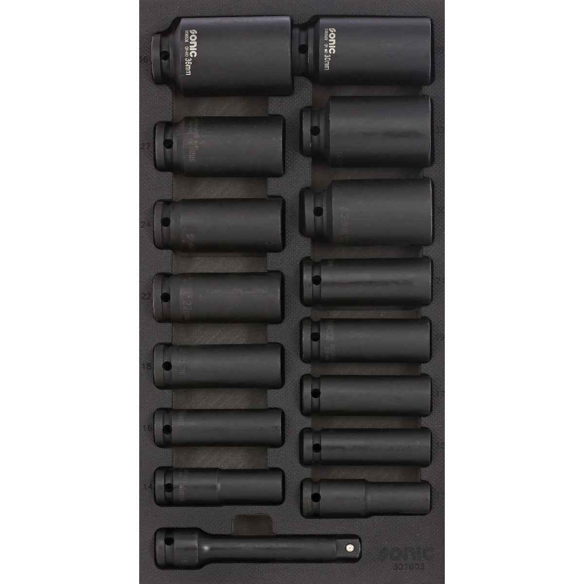 Sonic Tools - Metric Impact Deep Socket Set 1/2", 16-PCS - SMALL SFS