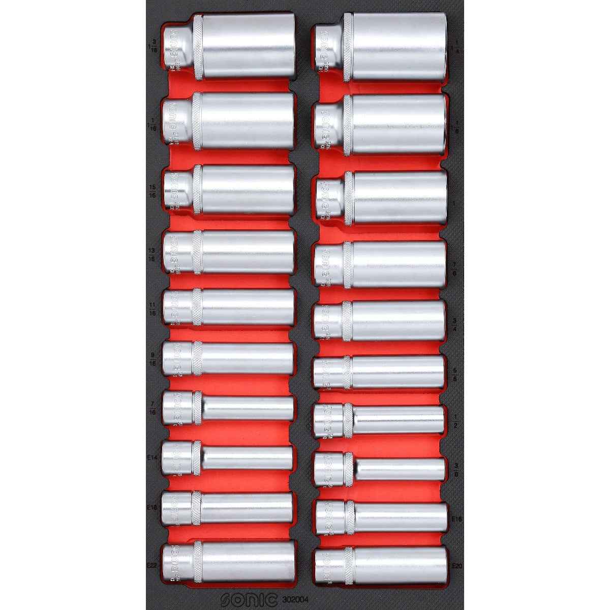 Sonic Tools - SAE Deep Socket Set 1/2", 20-PCS - SMALL SFS