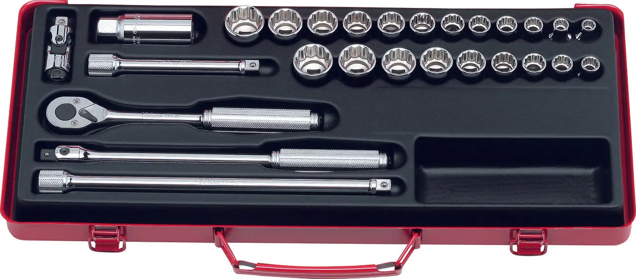 3/8 Sq. Dr. Socket Set   12 point   27 pieces