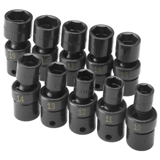SK Tools USA - 10 Piece 3/8" Drive Metric Swivel Impact Socket Set