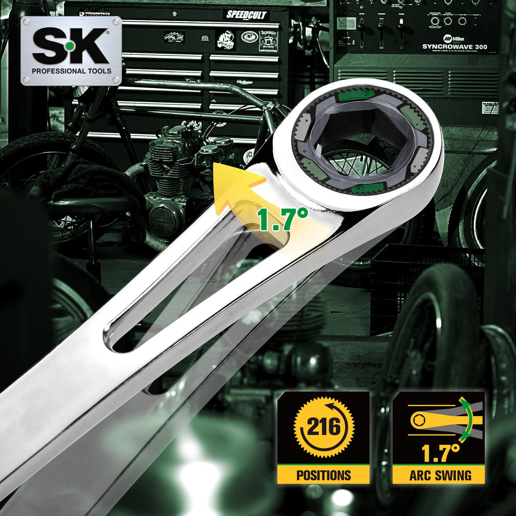 SK Tools USA - X-Frame 7 Piece, 6 point, Metric Combination Ratcheting Wrench Set