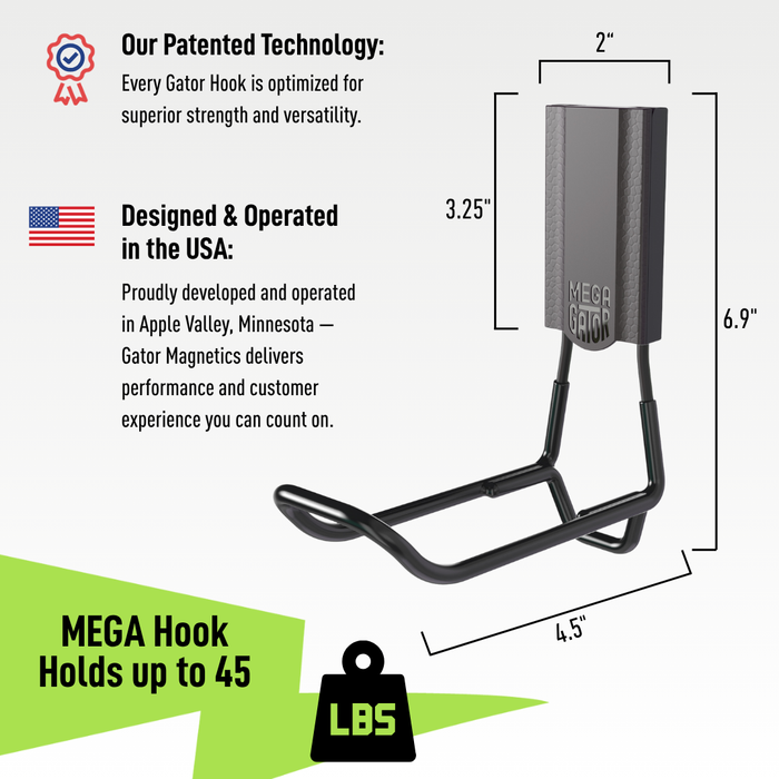 Gator Magnetics - 4.5" MEGA Closed Magnetic Hook - Holds up to 45 lbs