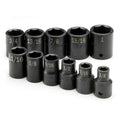 SK Tools USA - 11 Piece 1/2" Drive 6 Pt Standard Fractional Impact Socket Set