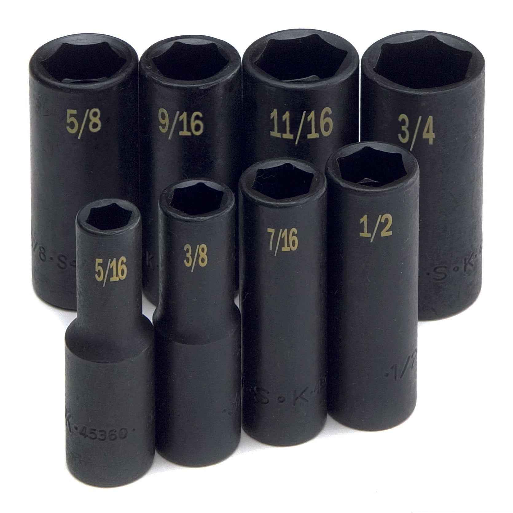 SK Tools USA - 8 Piece 3/8" Drive 6 Point Fractional Deep Impact Socket Set
