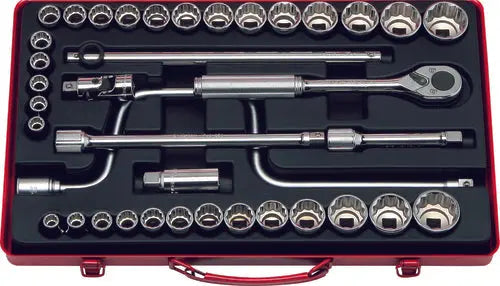 1/2 Sq. Dr. Socket Set   12 point   38 pieces