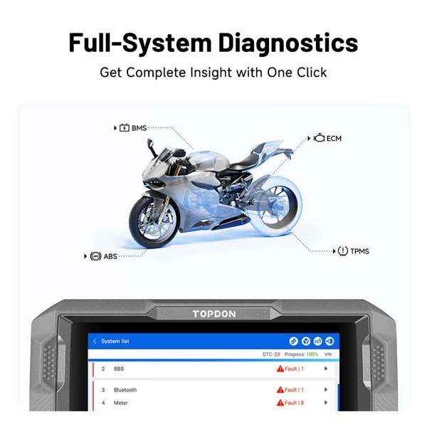 TOPDON 8-inch Wireless Motorcycle Diagnostic Tool