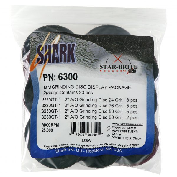 Shark Industries - 20 PC. 2″ Mini Grinding Discs Assortment Kit – Assembled In U.S.A.