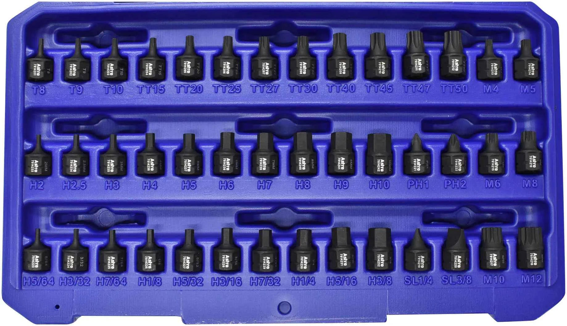Astro Pneumatic - 42-Piece 1/4″ Drive Low Profile Nano Impact Bit Socket Set