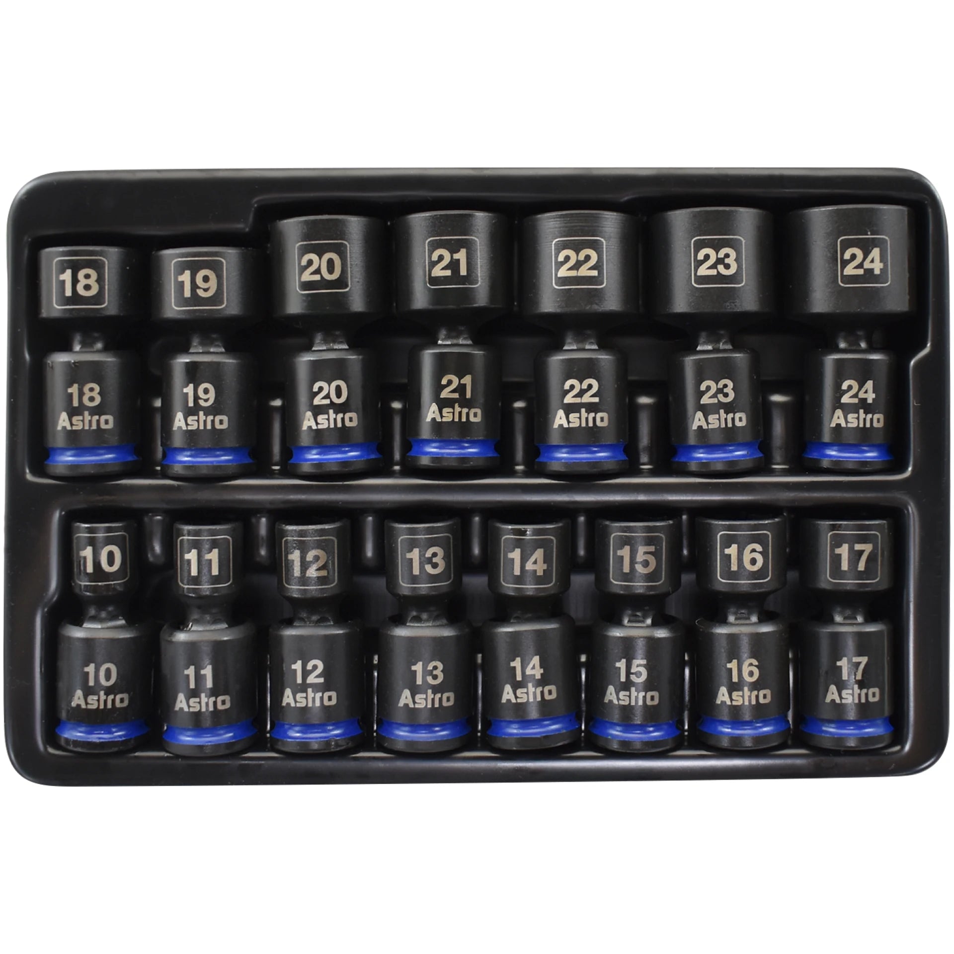 3/8″ Drive 10-24mm Pinless Universal Impact Sockets – No Skips – 15 Pieces