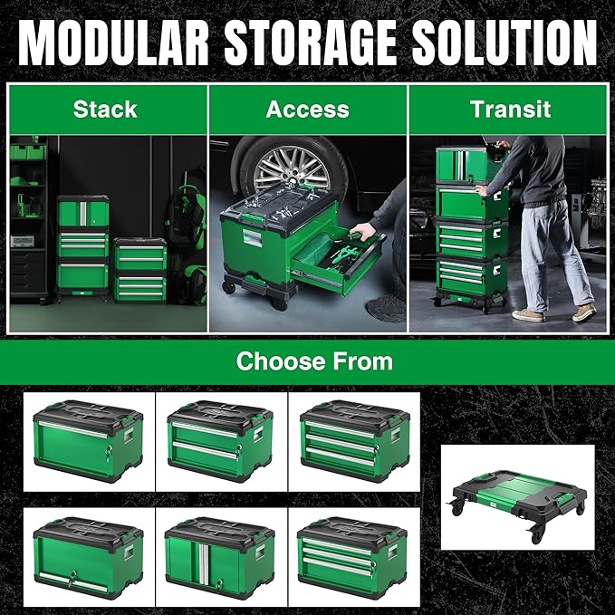 SK Tools USA - Modular Stackable Storage Tool Box, Lift-Up Sliding Door Steel Box