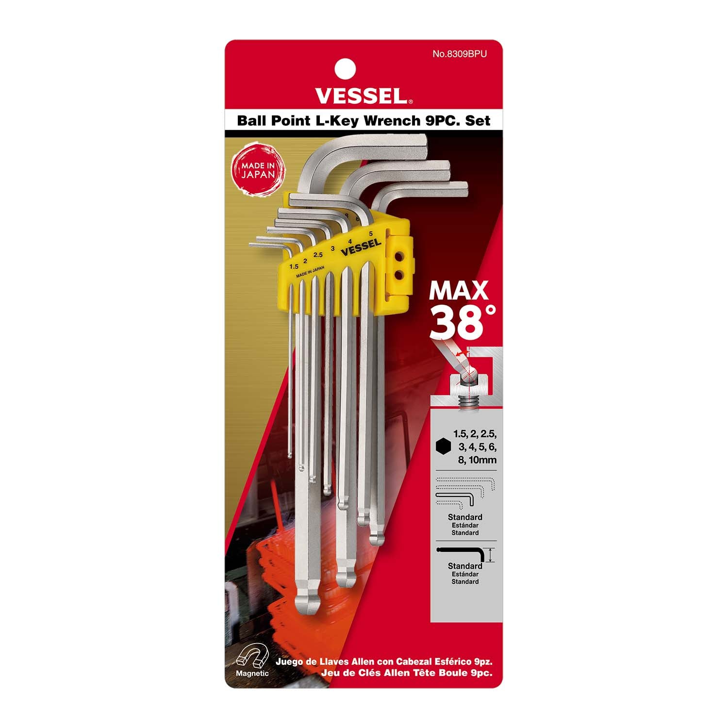 Ball Point Hex L-Key Wrench 9PC. Set