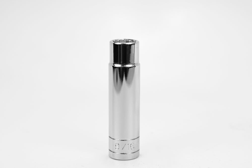 SK Tools USA - 1/2" Drive 12 Point Fractional Deep Chrome Socket (3/8, 7/16, 1/2, 9/16)