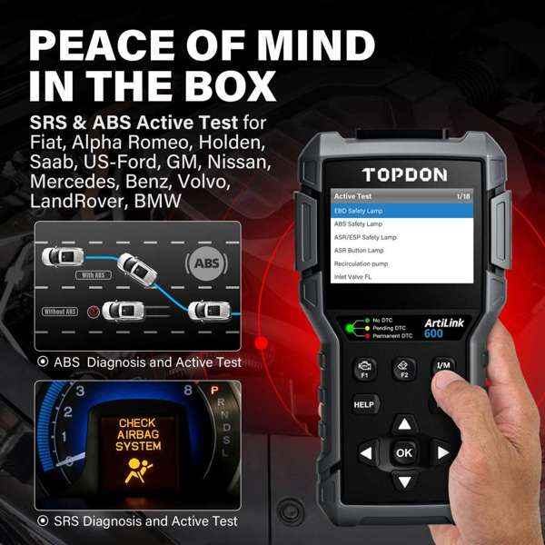 TOPDON Code Reader - ABS & SRS Active Tests & Live Data