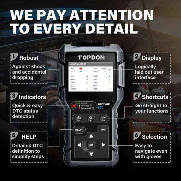 TOPDON Code Reader - ABS & SRS Active Tests & Live Data
