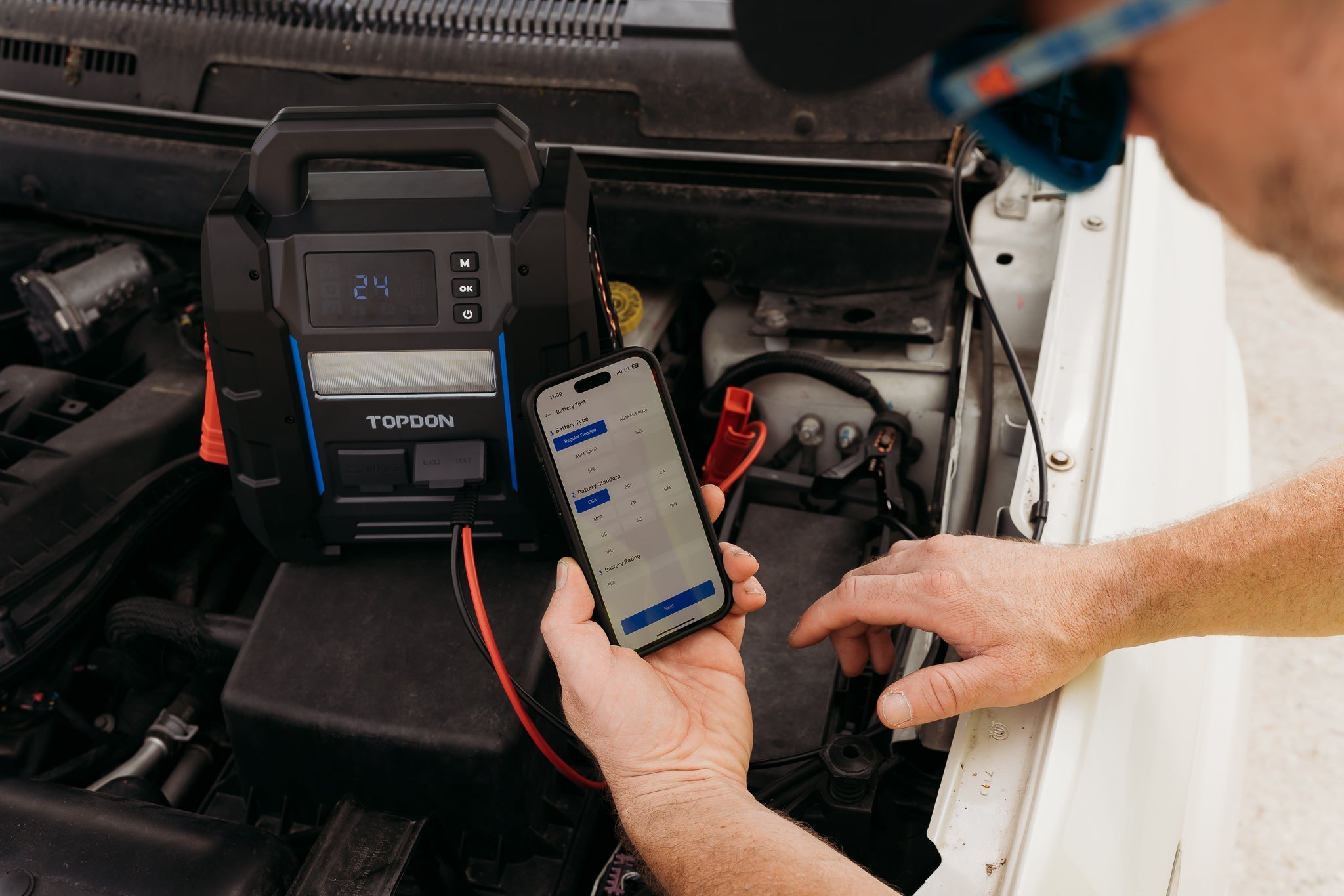 TOPDON 2-in-1 4500 Peak Amp Jump Starter & Battery/System Tester