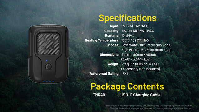 Nitecore EMR40 Portable Rechargeable Multipurpose Mosquito Repeller - Ridge Toolbox